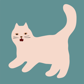 Кошка мяу на голубом фоне. Иллюстрация, постер, плакат