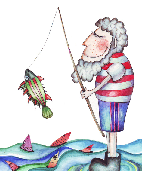 Дедушка с улыбкой до ушей