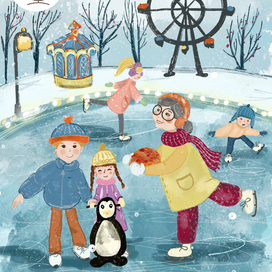 зимняя открытка для пекарни