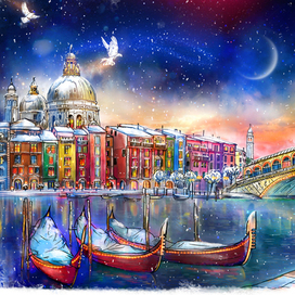 НОВОГОДНЯЯ ВЕНЕЦИЯ. ПАННО-ДЕКОРАЦИЯ.