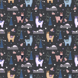 Милые ламы. Бесшовный паттерн