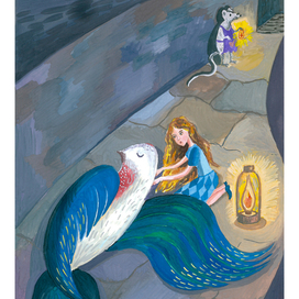 Дюймовочка. "Встреча с ласточкой" гуашь