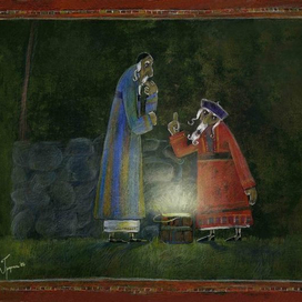 Эскиз к еврейской сказке "Хелемские мудрецы и луна", 2005 год.