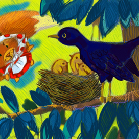 лиса и дрозд