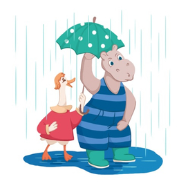 Персонажи для книги "Утя и Мотя. Прогулка под дождем"