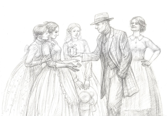 Иллюстрация к повести Луизы Мэй Олкотт "Маленькие женщины замужем"