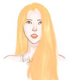 Нарисовала милую блондинку с длинами волосами
