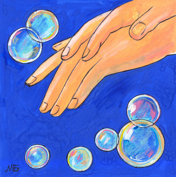 Для детского журнала: "А почему?" Рубрика"Со всего света".Редакция-Юный техник.Иллюстрация с расчётом на уменьшение.Тема:Устройство для мытья рук.Техника: Бумага, акрил,гуашь,тушь. 