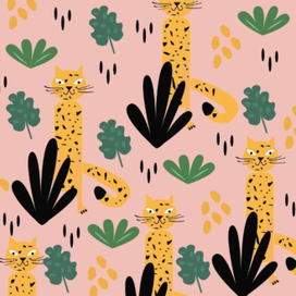 Паттерн кот на розом фоне