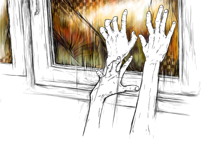 руки у окна