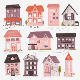 Открытка с домиками