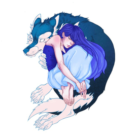 Girl and wolf