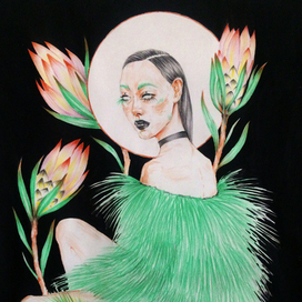 жена цветов,луны и птиц