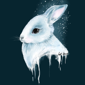 Акварельный кролик с потёками краски