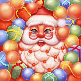 Санта в украшениях