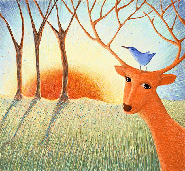 оранжевый олень