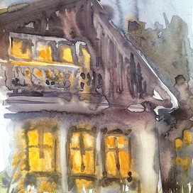 Вечерний садовый домик 