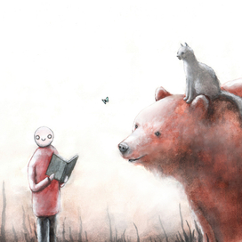 Читает друзьям книгу