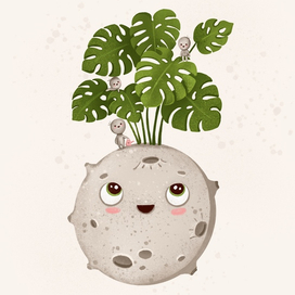 Луна и Монстера