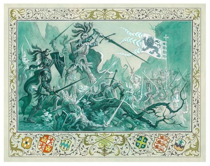 1-ый форзац к книге а. Конан-Дойла "Белый отряд"