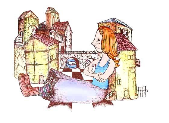 девица сидит