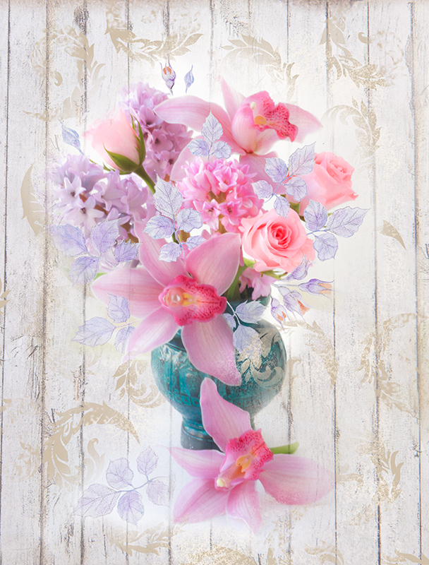 Букет из роз, орхидей и гиацинтов