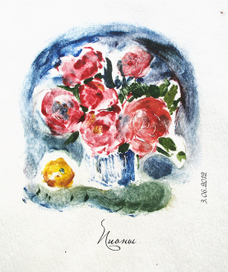 Пионы. Монотипия.