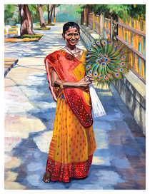 индийская продавщица вееров