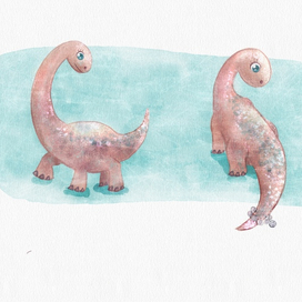 Разработка персонажей для книги, бронтозавр 