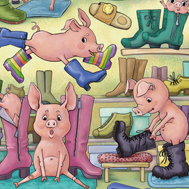 Поросята в обувном магазине