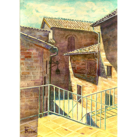 Солнечный старый Ассизи. Италия.