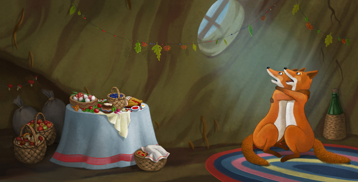 Лисы испугались грозы