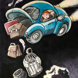 Иллюстрация для Inktober 2025 14. trunk (багажник)