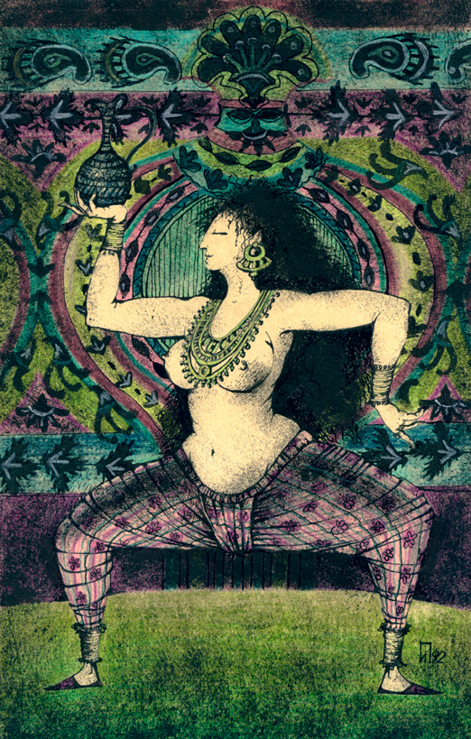 "Тысяча и одна ночь" тушь,перо,акварель 1997