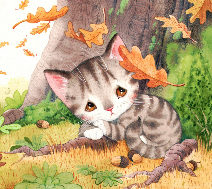 котёнок из серии иллюстраций для книги Александры Хворост "Давай дружить" для издательства Феникс премьер