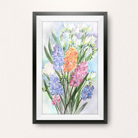 Крокусы и фрезии. Весенний букет.