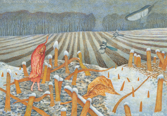 Иллюстрация к сказке Г.Х.Андерсена "Дюймовочка"