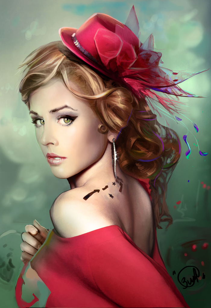 девушка в красном