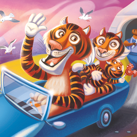 Семья тигров для календаря