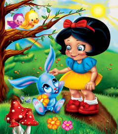 Девочка в лесу и милый зайка