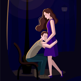 У фонаря влюбленные встречаются