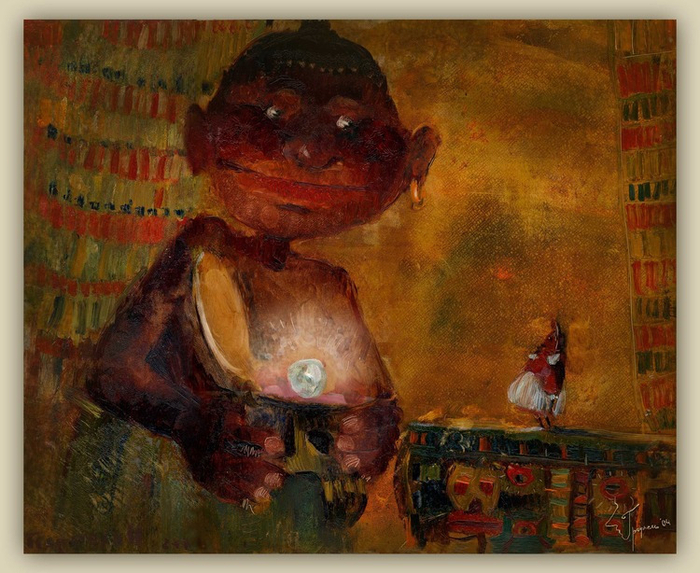 Эскиз к сказке  Г.-Х.Андерсена "Профессор и блоха", 2004 год.