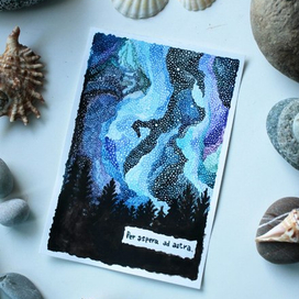 Открытка. Ночной лес