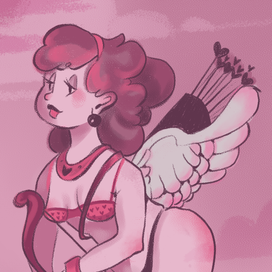 Серия открыток с девушками амурчиками