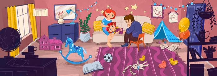 Сцена комнаты для анимационного ролика компании AstraZeneka