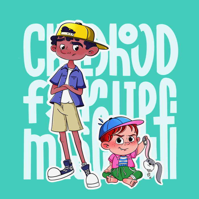 Открытка с персонажами. Дети