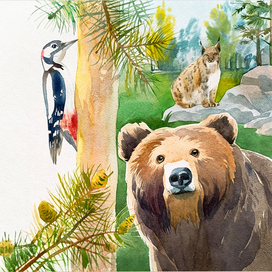 Иллюстрация к стихотворения "Зоопарк" для сборника стихов и рассказов "Оляпка 15"