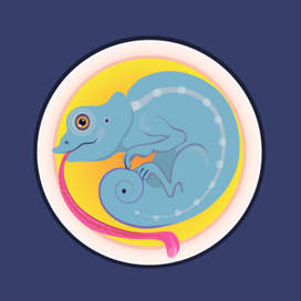 Хамелеон на стикере