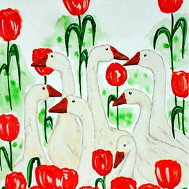 Гуси и тюльпаны