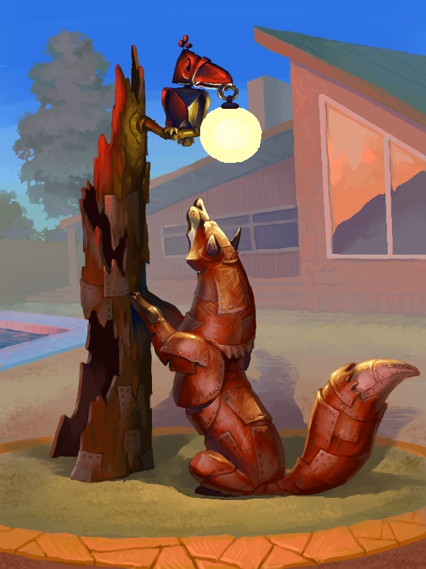 Фонарь парковый - Лиса и ворона